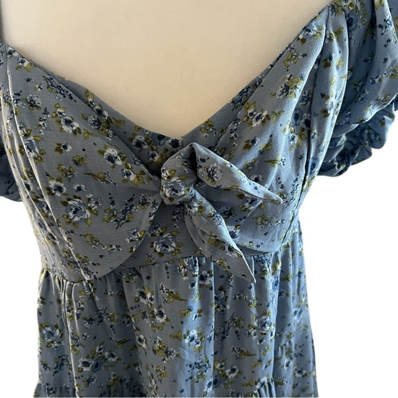 Blue Floral Puff Sleeve baby doll  Dress size large NWT - Picture 4 of 9